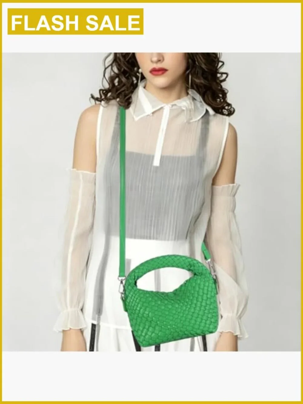 Vegan Leather Woven Satchel Crossbody Bag with Adjustable Strap